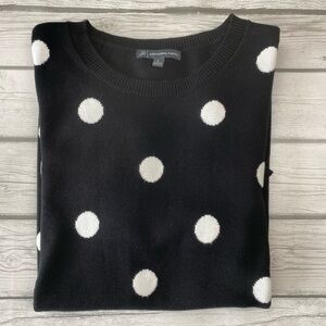 Adrienna Papell Black Sweater with White Dots